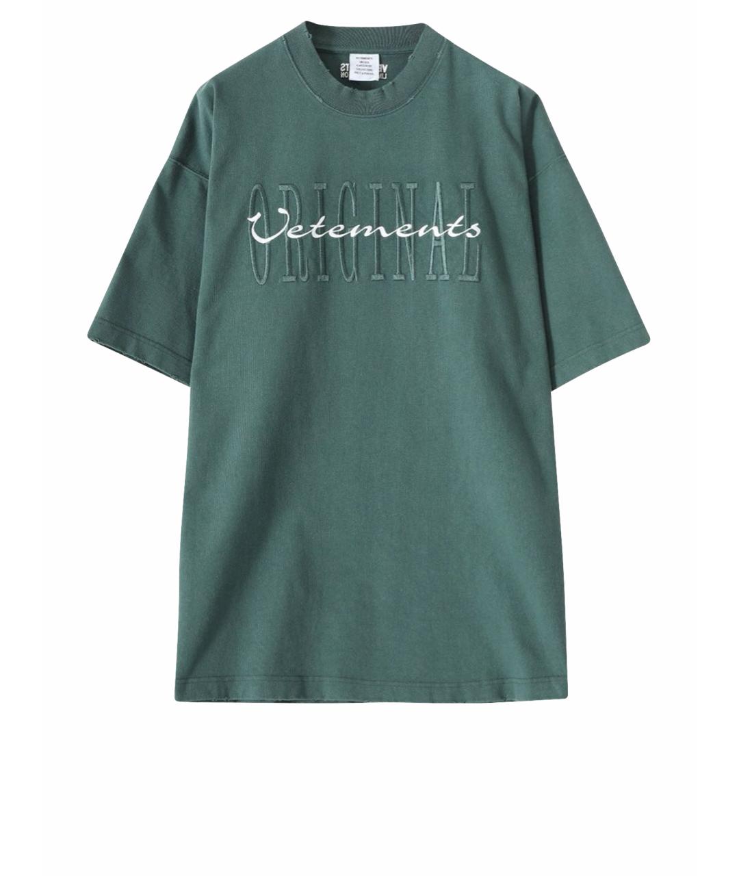 VETEMENTS Зеленая хлопковая футболка, фото 1