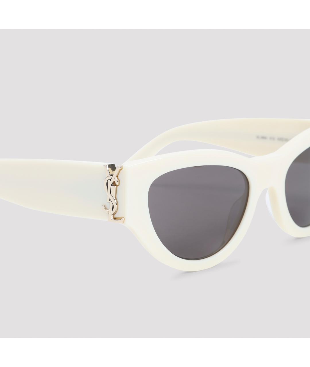 SAINT LAURENT Белые пластиковые солнцезащитные очки, фото 4