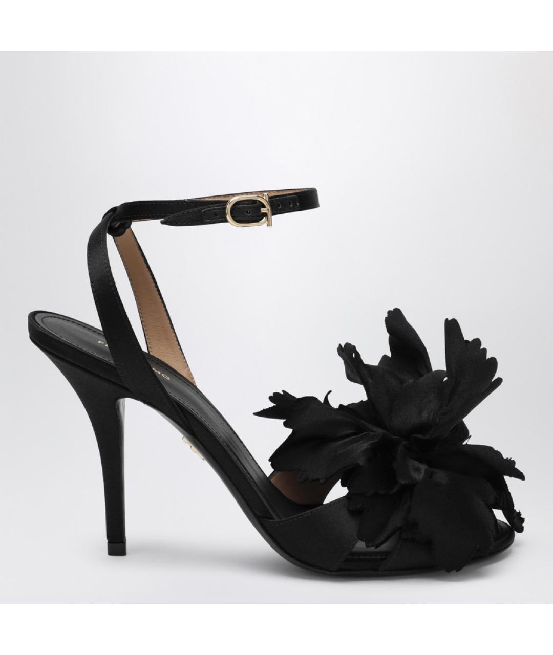FERRAGAMO Черные текстильные босоножки, фото 4