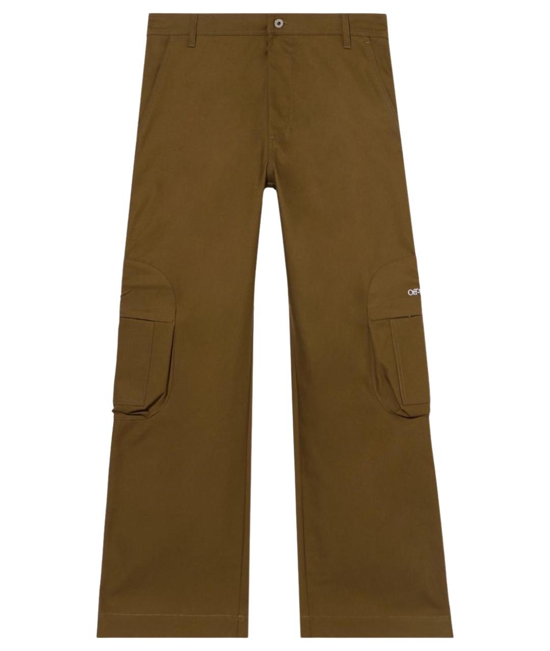 OFF-WHITE Зеленые хлопковые повседневные брюки, фото 1