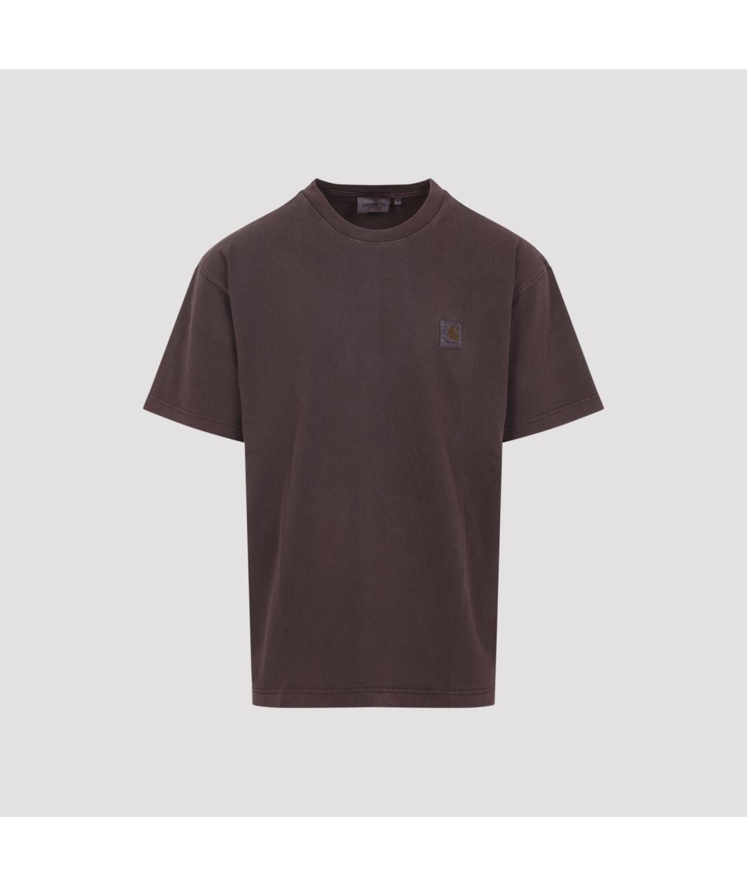 CARHARTT WIP Коричневая хлопковая футболка, фото 2