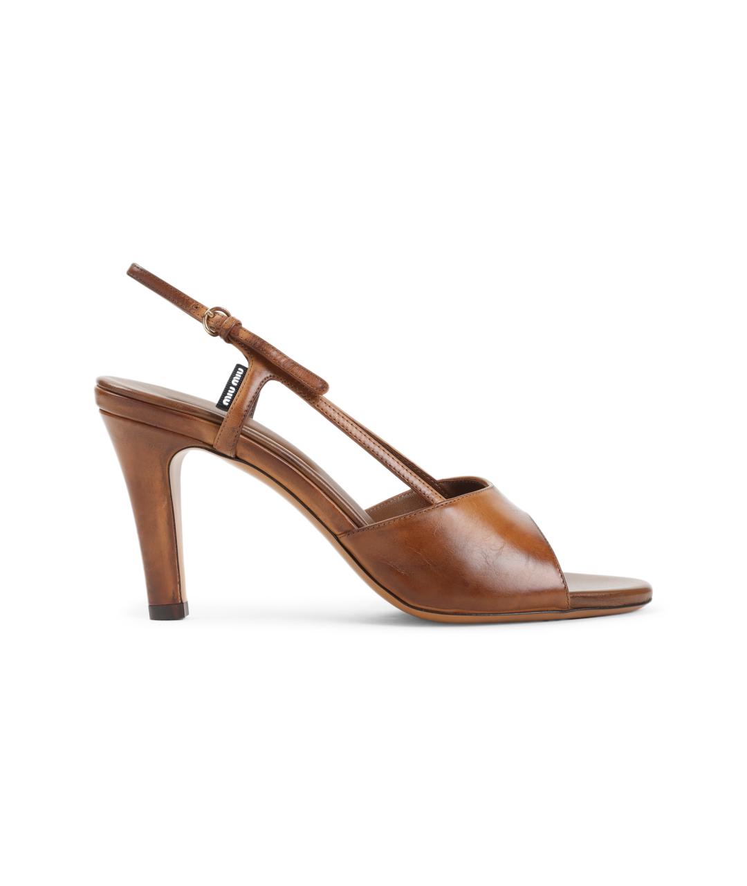 MIU MIU Коричневые кожаные босоножки, фото 1