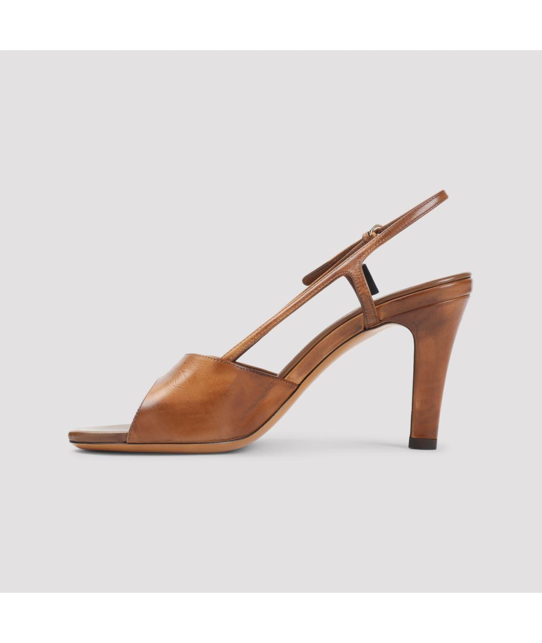 MIU MIU Коричневые кожаные босоножки, фото 3