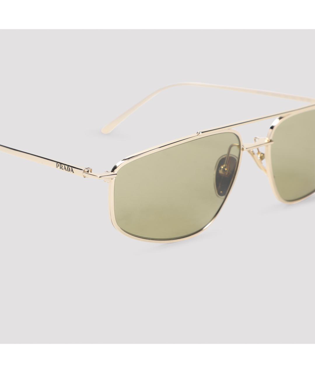 PRADA Золотые металлические солнцезащитные очки, фото 4