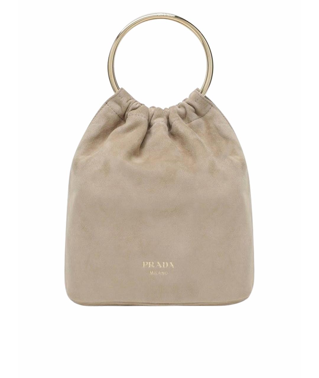 PRADA Бежевая замшевая сумка с короткими ручками, фото 1