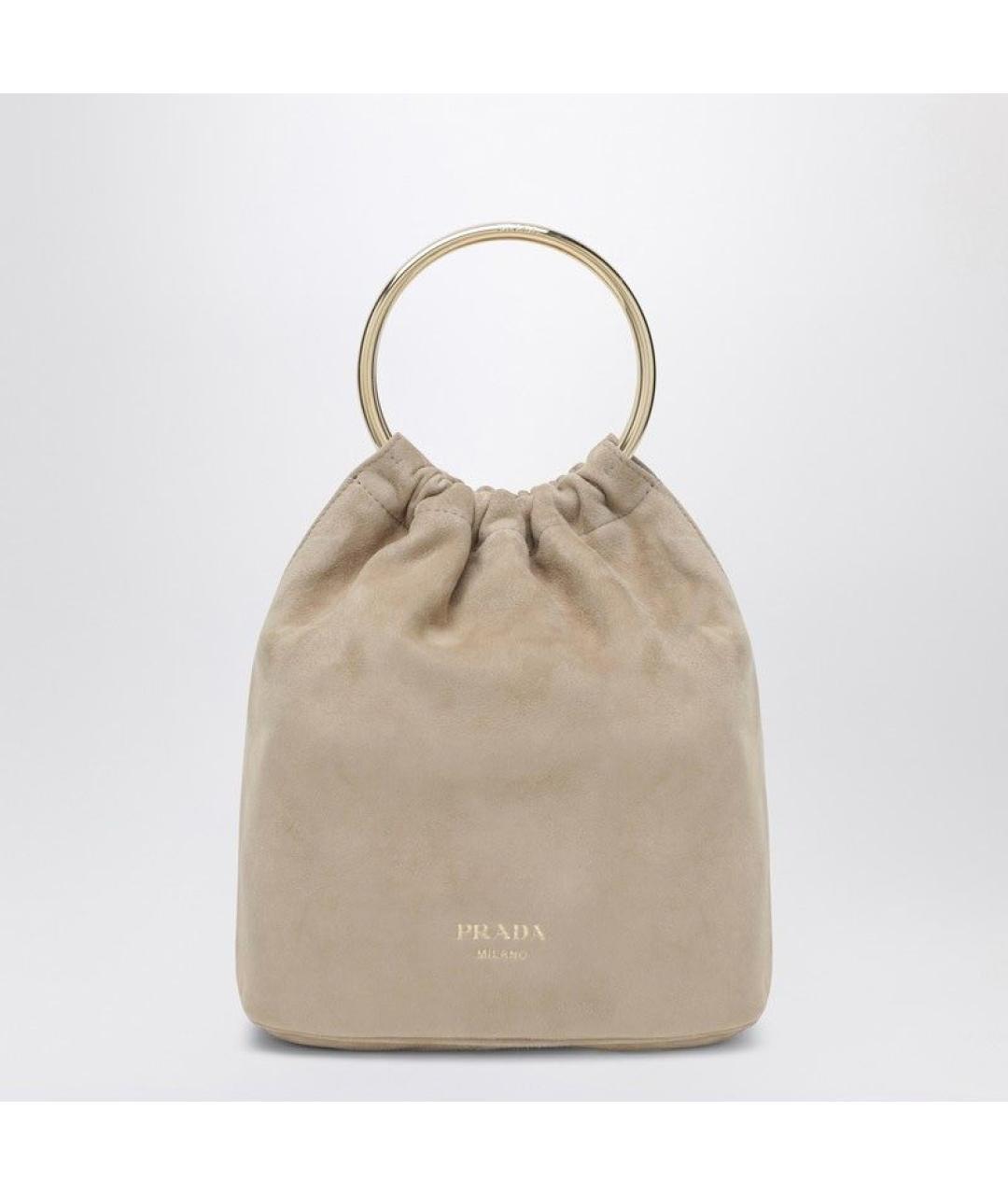 PRADA Бежевая замшевая сумка с короткими ручками, фото 3