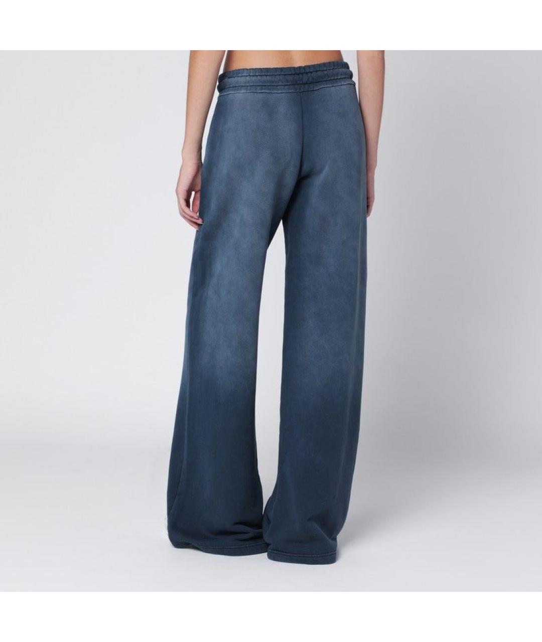 OFF-WHITE Голубые полиэстеровые прямые брюки, фото 2