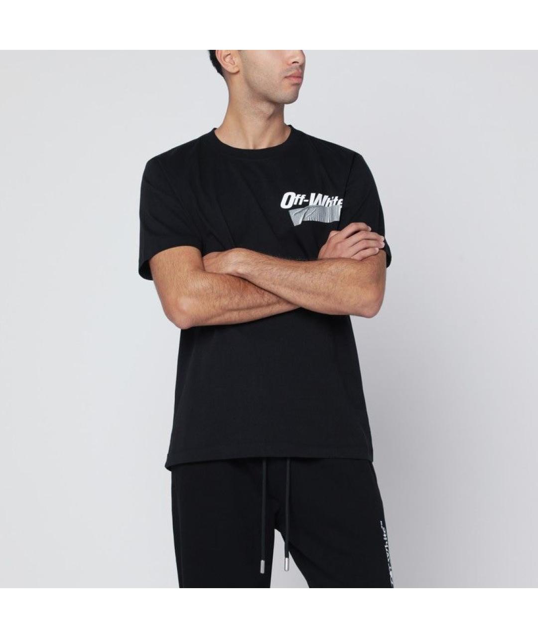 OFF-WHITE Черная хлопковая футболка, фото 3