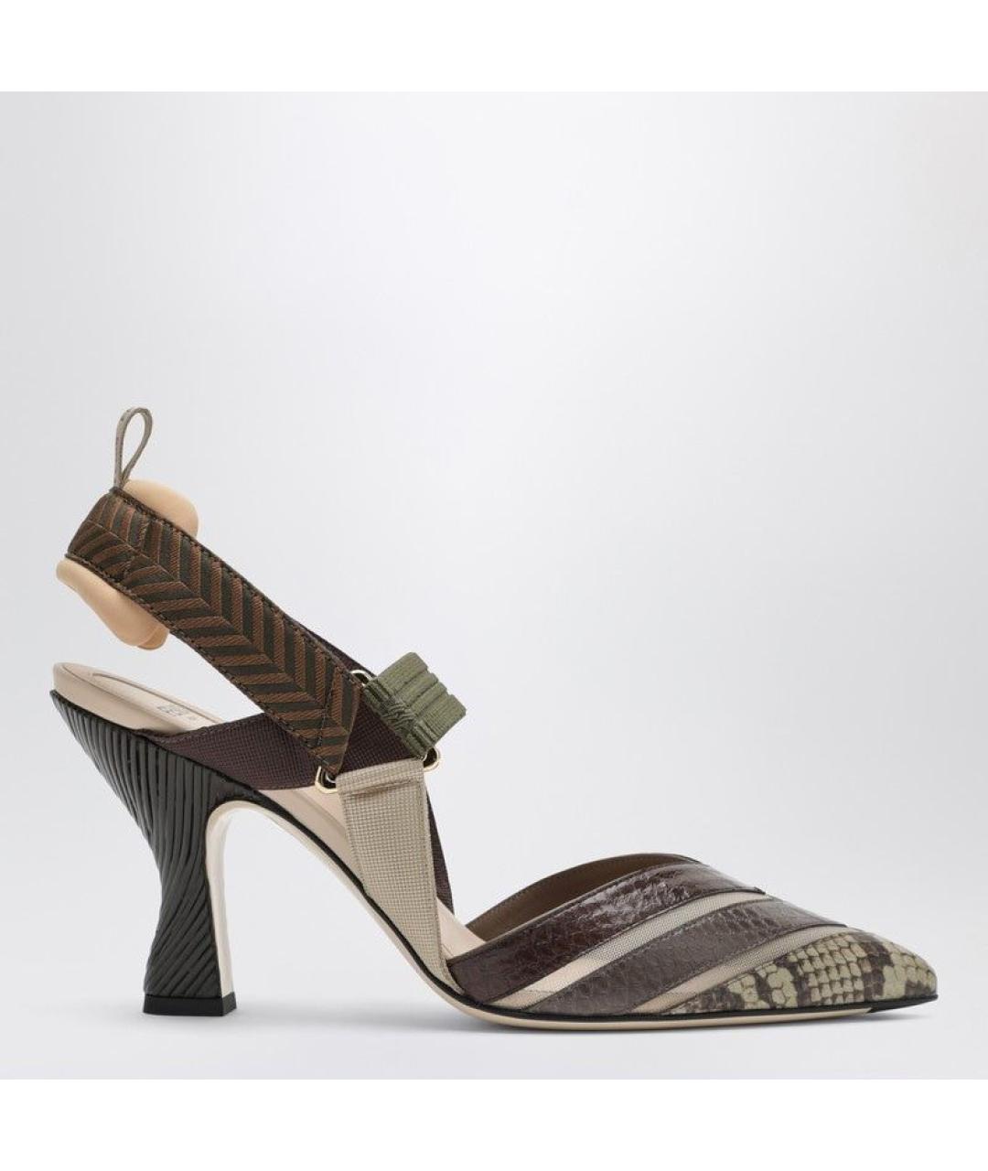 FENDI Коричневые кожаные туфли, фото 3