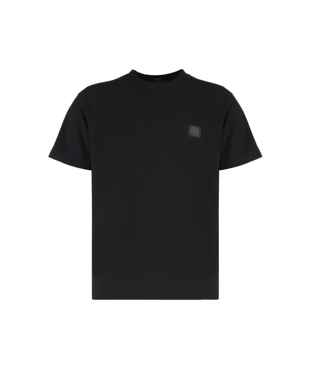 STONE ISLAND Черная хлопковая футболка, фото 1