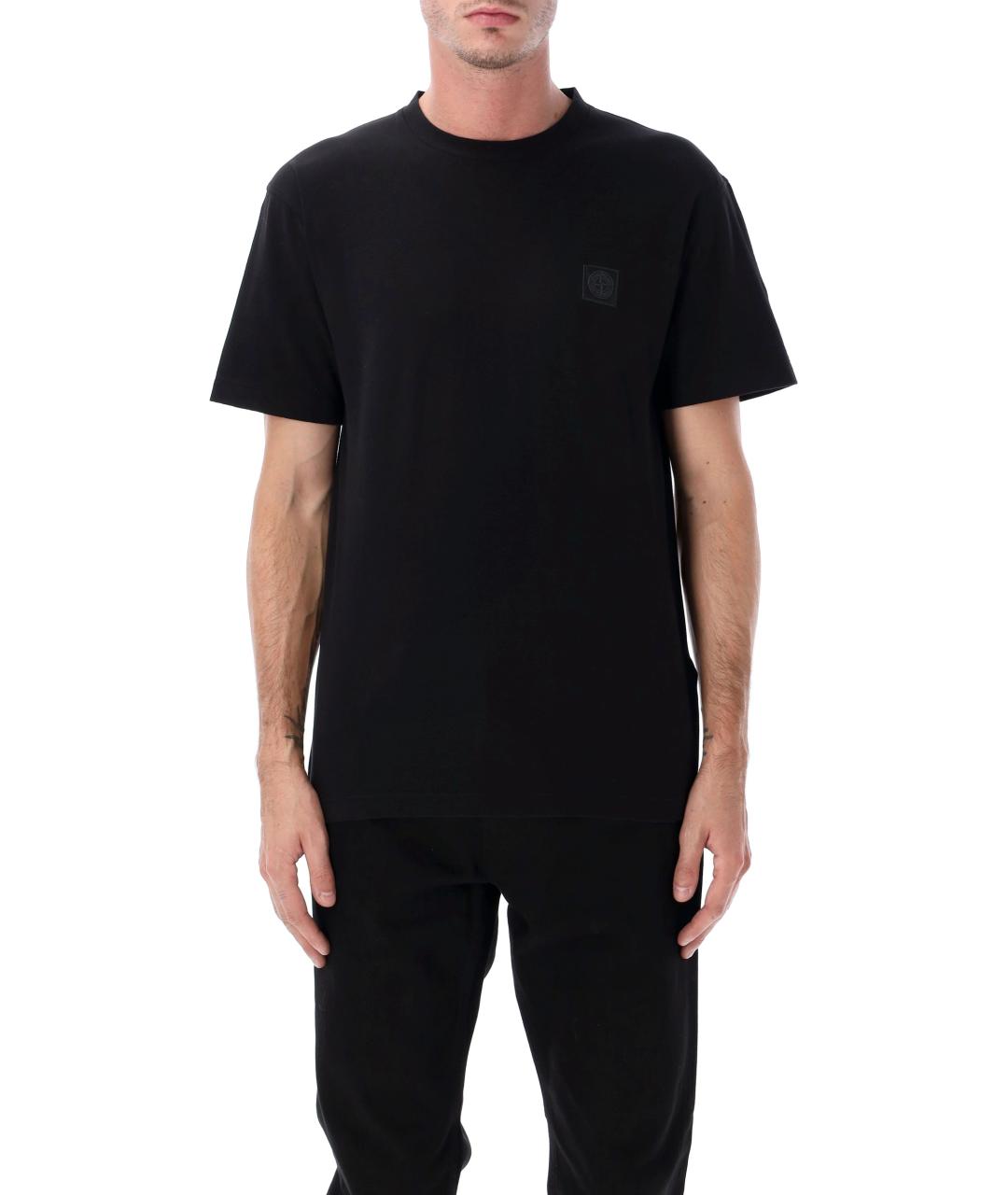 STONE ISLAND Черная хлопковая футболка, фото 4