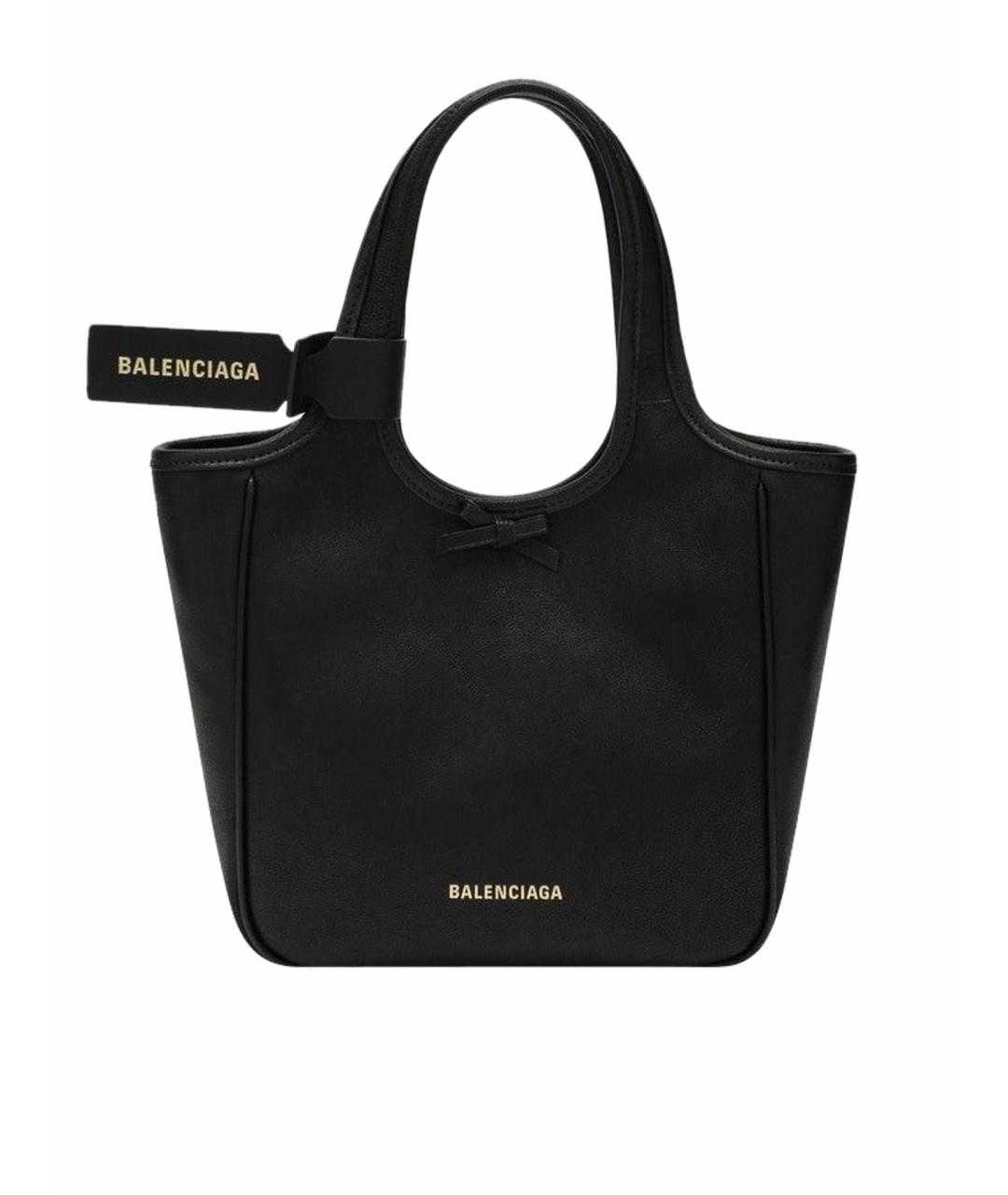 BALENCIAGA Черная кожаная сумка тоут, фото 1