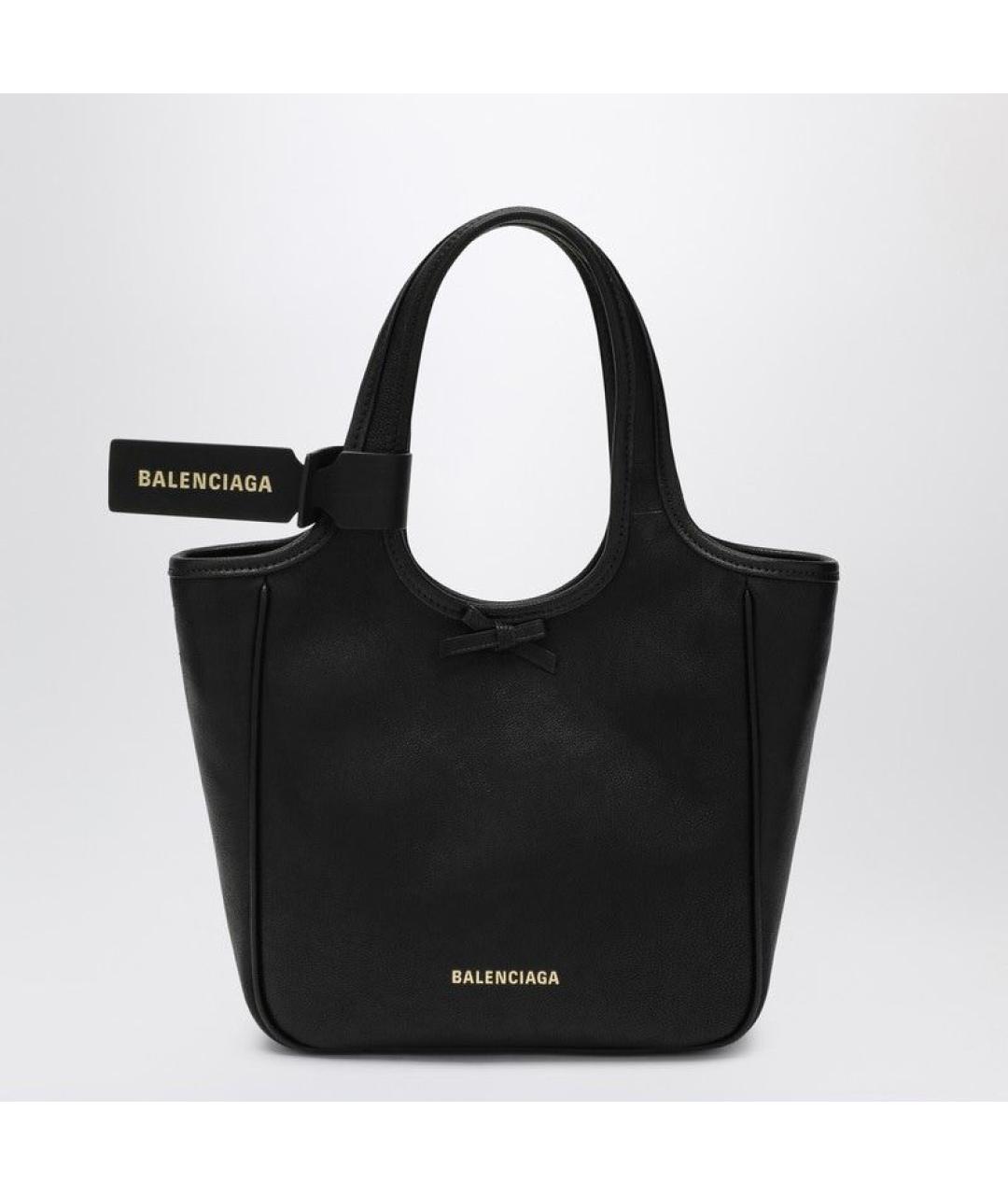 BALENCIAGA Черная кожаная сумка тоут, фото 3