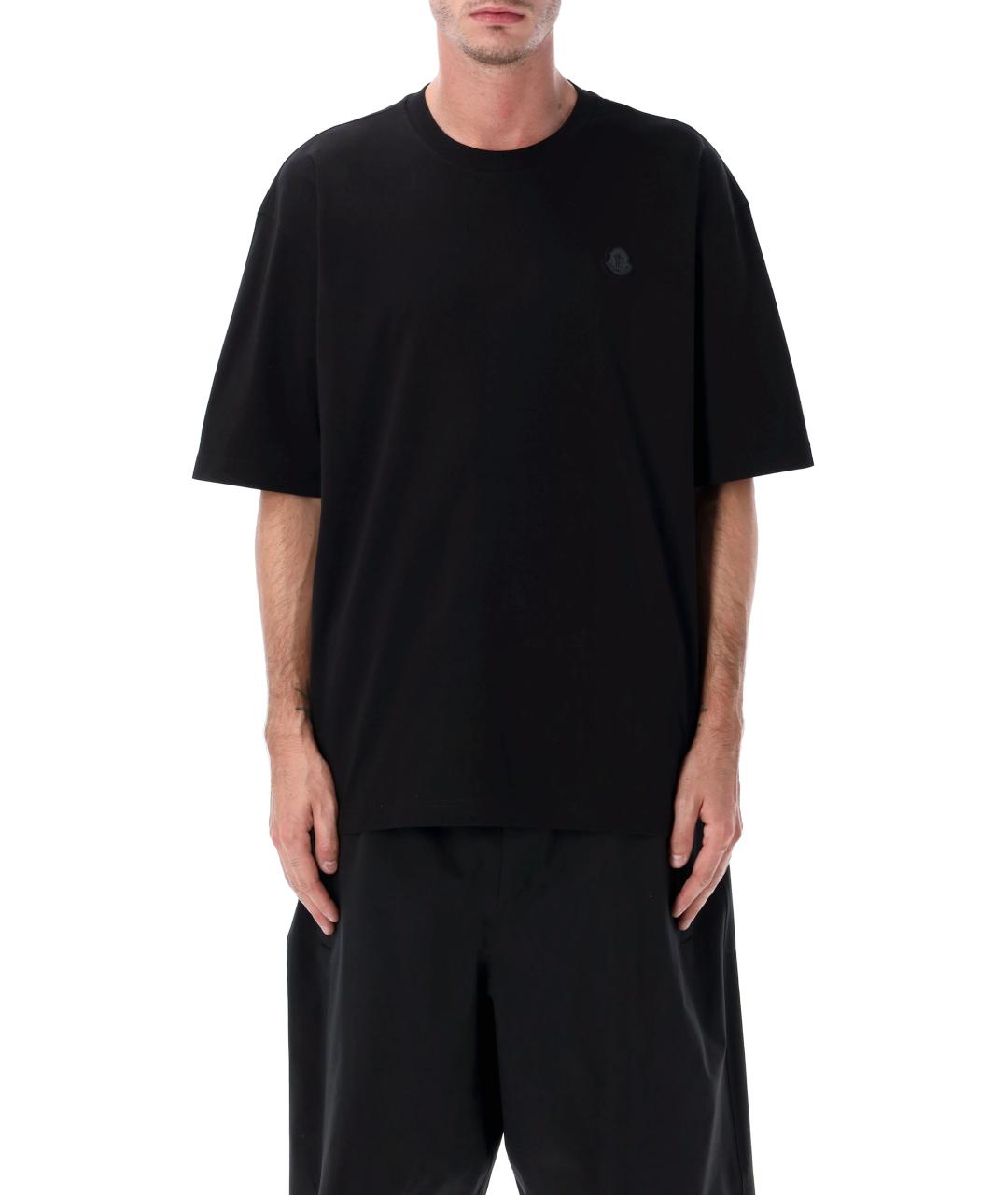 MONCLER Черная хлопковая футболка, фото 4