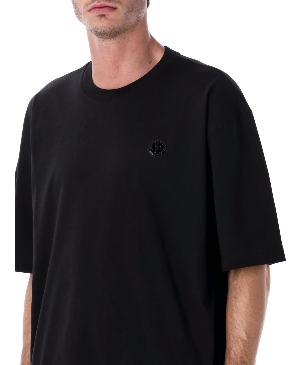 MONCLER Черная хлопковая футболка, фото 3
