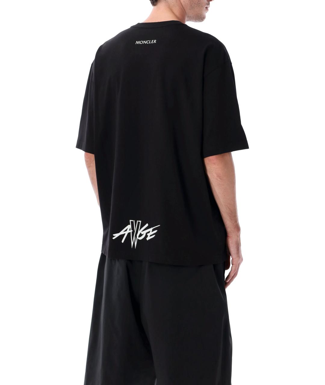 MONCLER Черная хлопковая футболка, фото 2