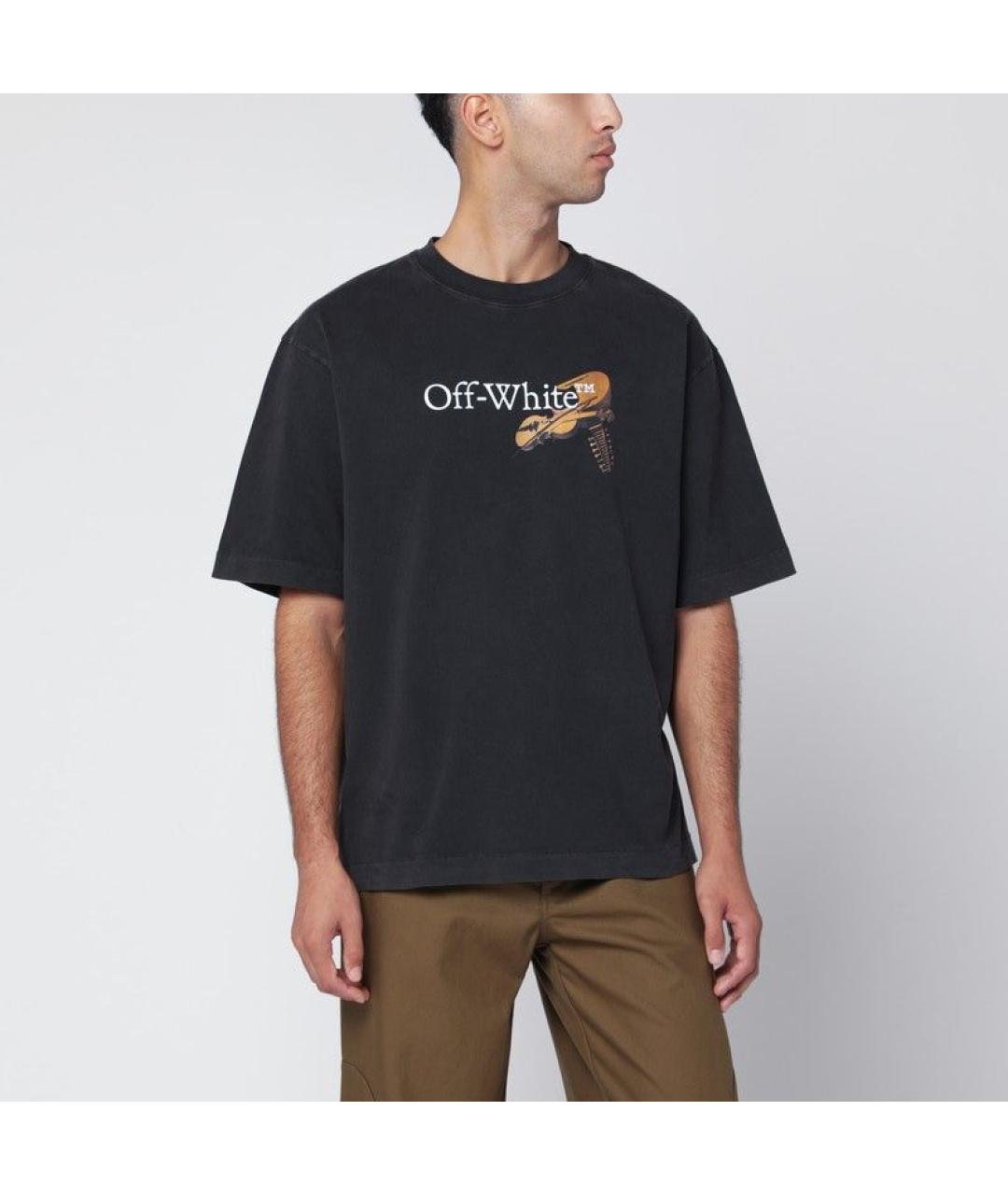 OFF-WHITE Черная хлопковая футболка, фото 3