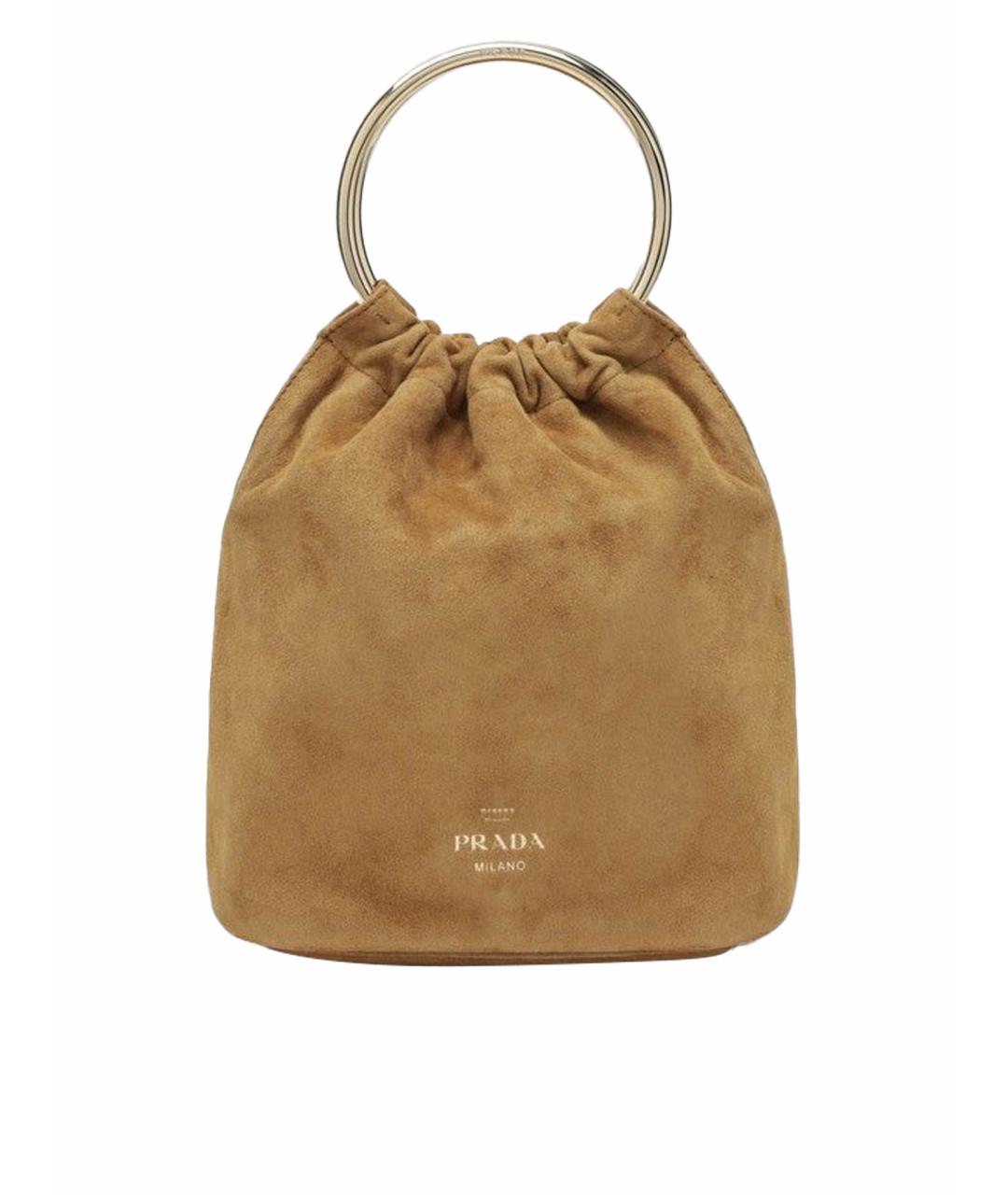 PRADA Бежевая замшевая сумка с короткими ручками, фото 1