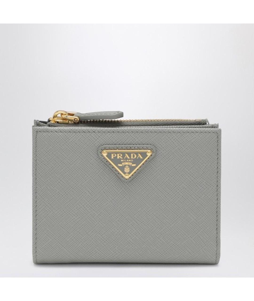 PRADA Серый кожаный кошелек, фото 3