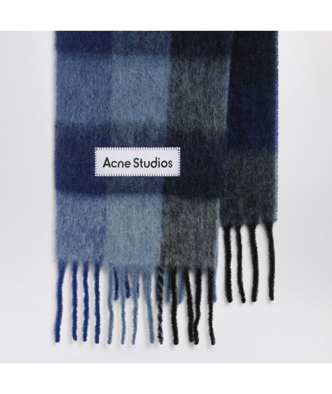 ACNE STUDIOS Синий шерстяной шарф, фото 2