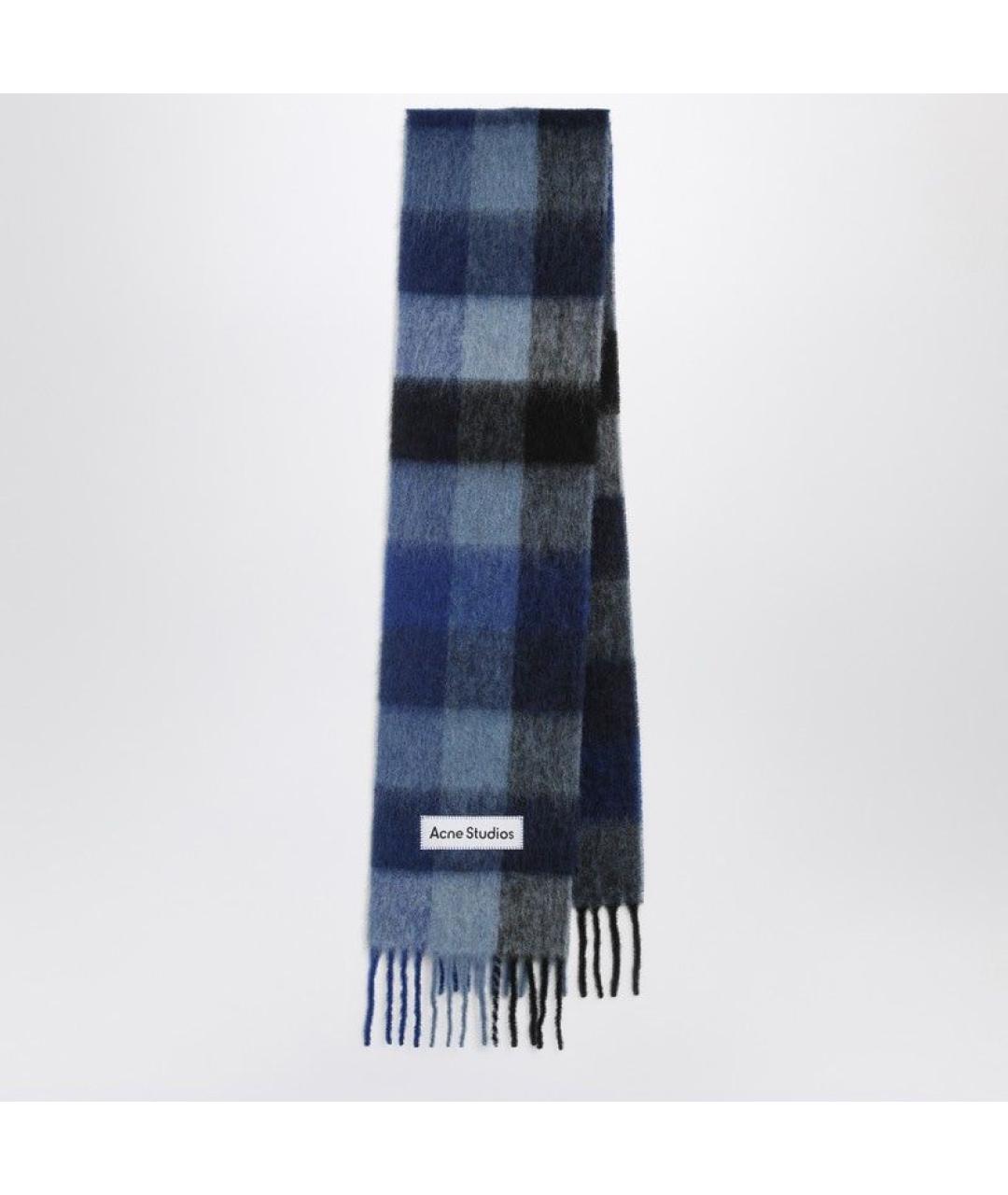 ACNE STUDIOS Синий шерстяной шарф, фото 3