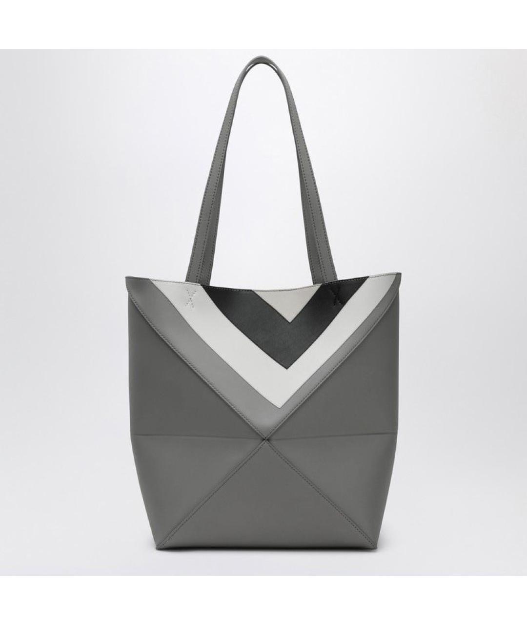 LOEWE Серая кожаная сумка тоут, фото 2