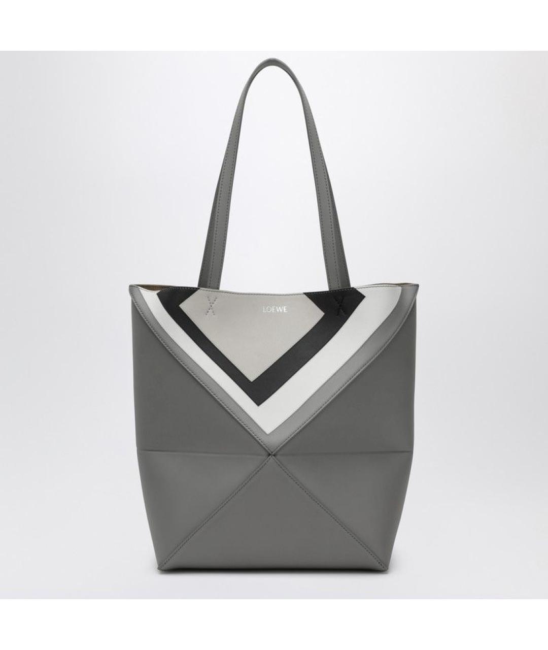 LOEWE Серая кожаная сумка тоут, фото 3