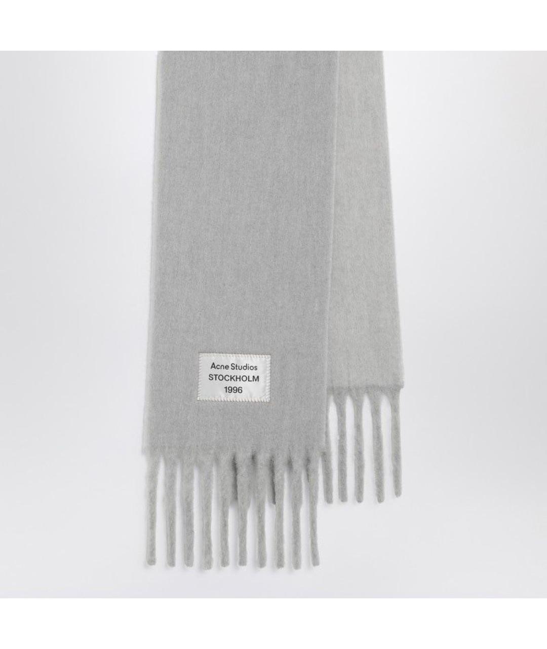 ACNE STUDIOS Серый шерстяной шарф, фото 2