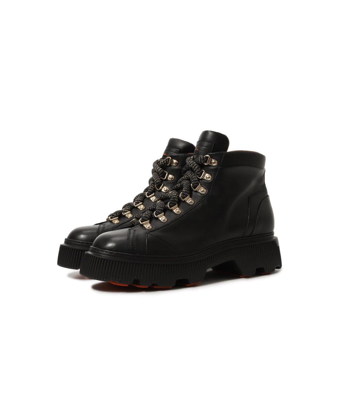 SANTONI Черные кожаные ботинки, фото 5