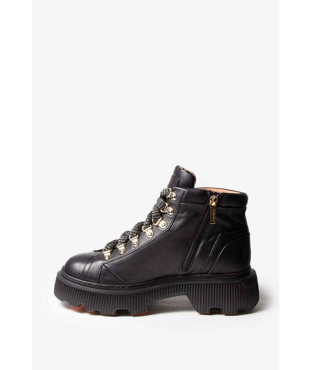 SANTONI Черные кожаные ботинки, фото 3