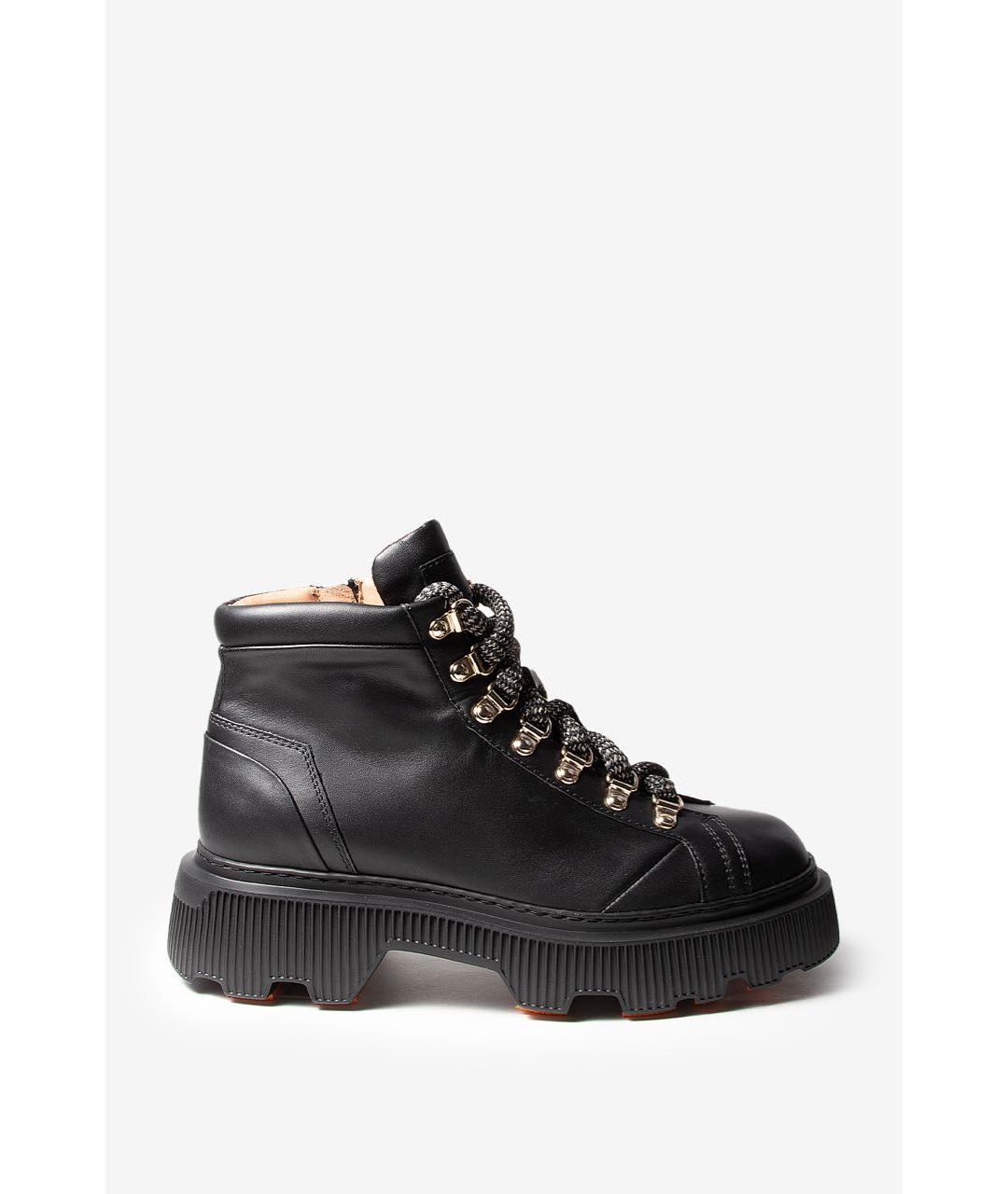 SANTONI Черные кожаные ботинки, фото 2