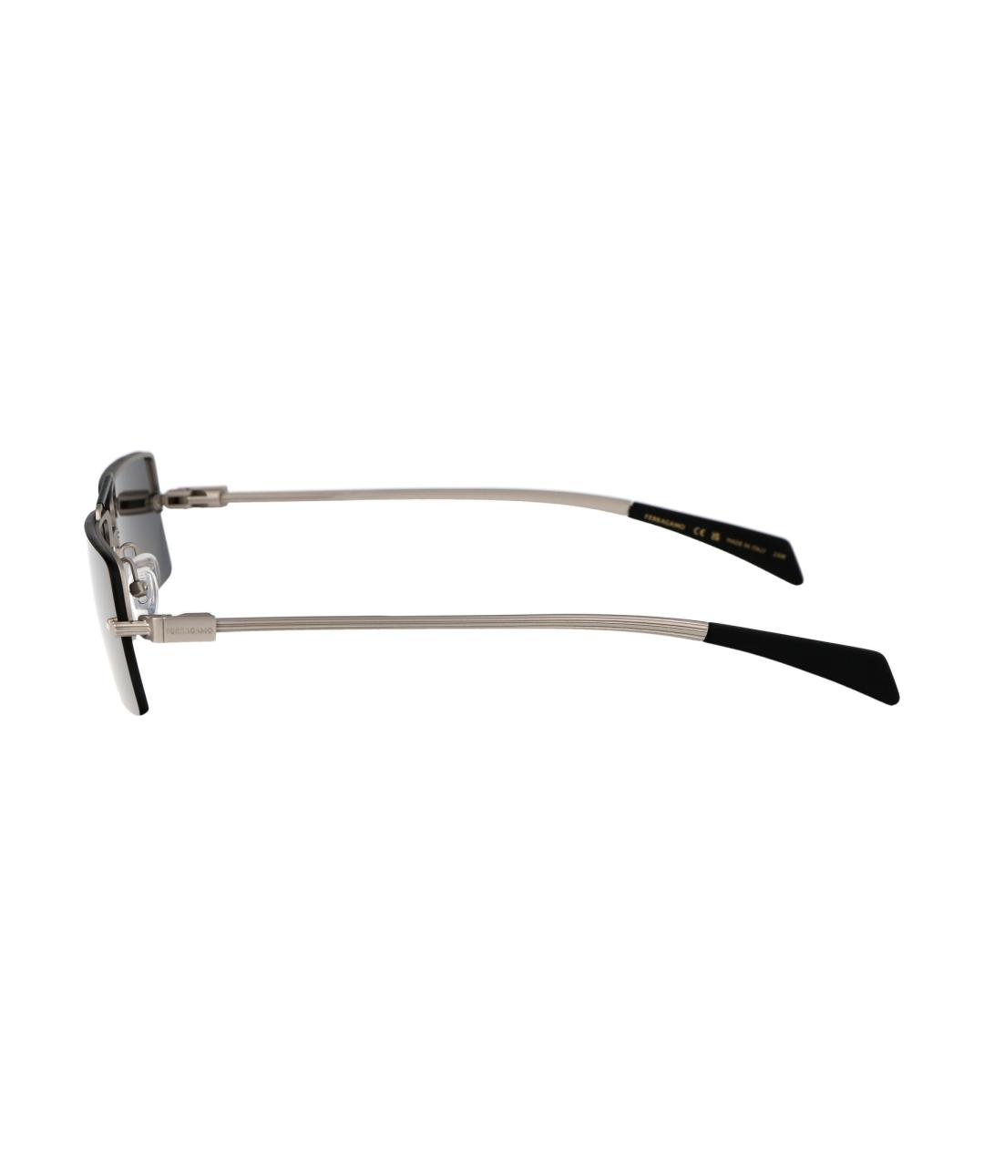 FERRAGAMO Черные металлические солнцезащитные очки, фото 3
