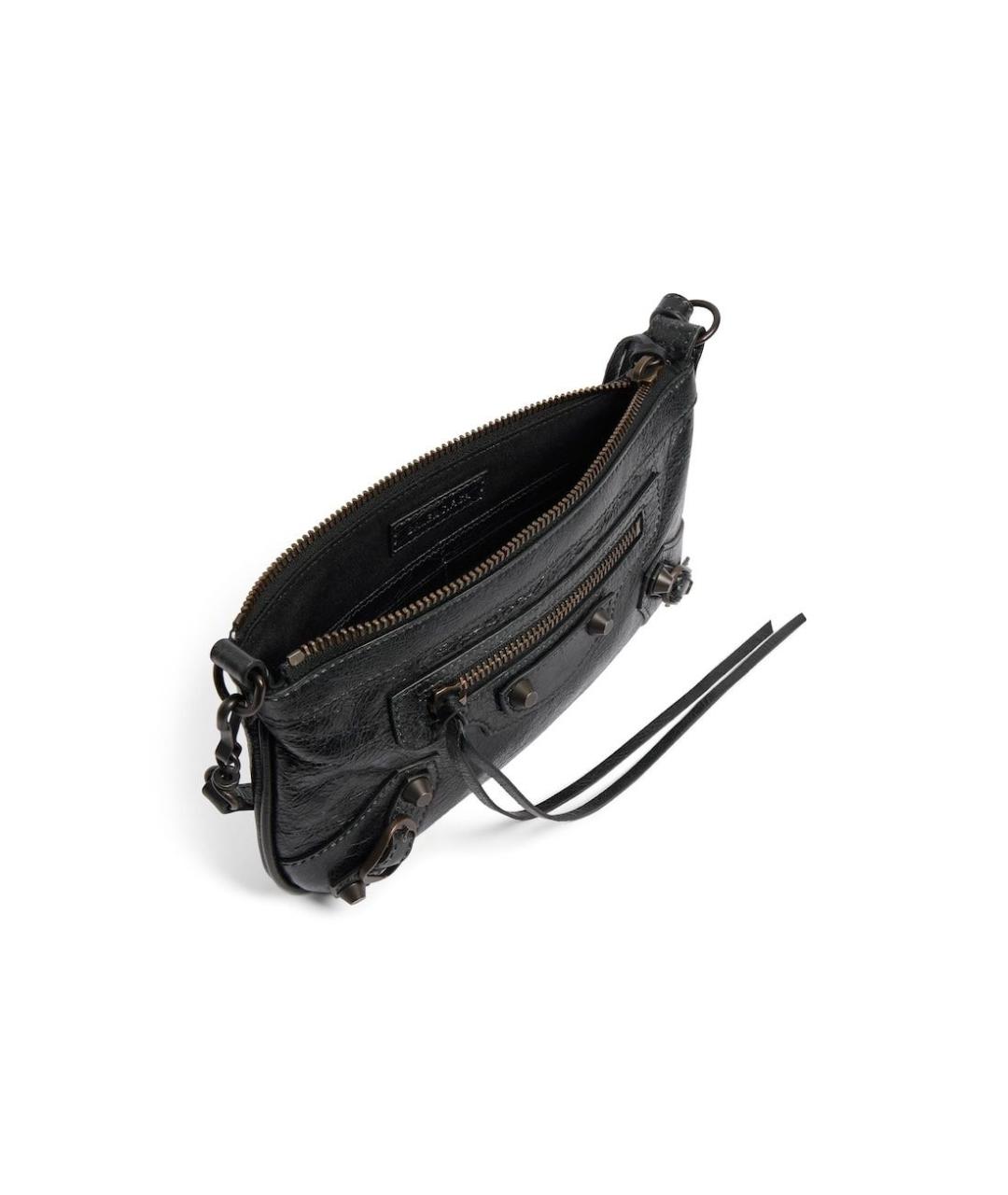 BALENCIAGA Черная кожаная сумка через плечо, фото 5