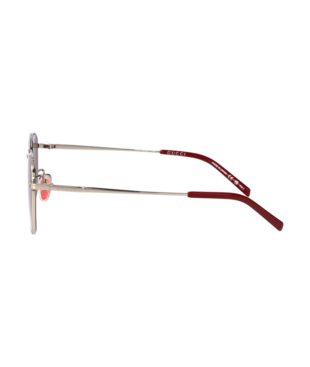 GUCCI Бордовые металлические солнцезащитные очки, фото 3
