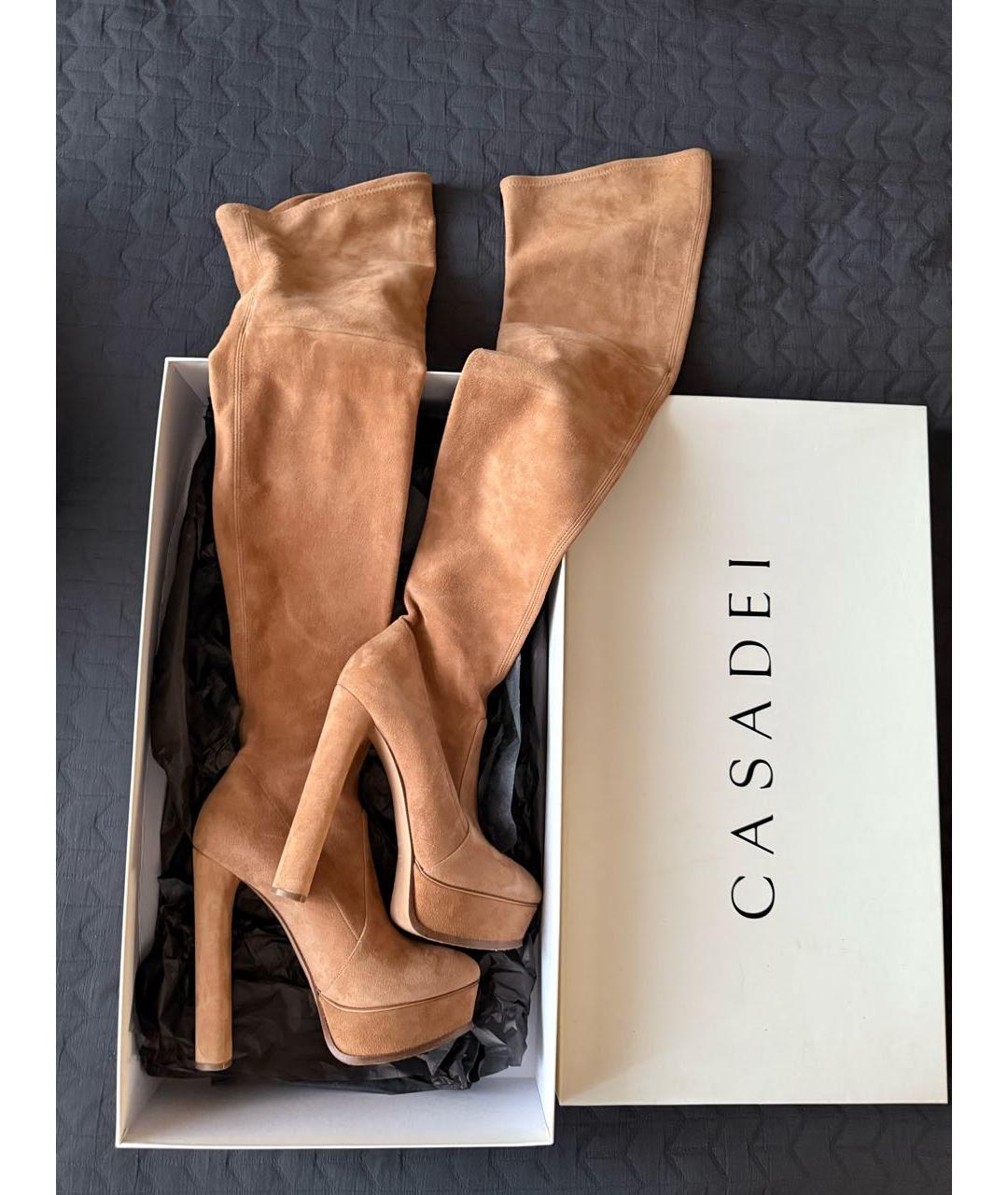 CASADEI Бежевые замшевые ботфорты, фото 2