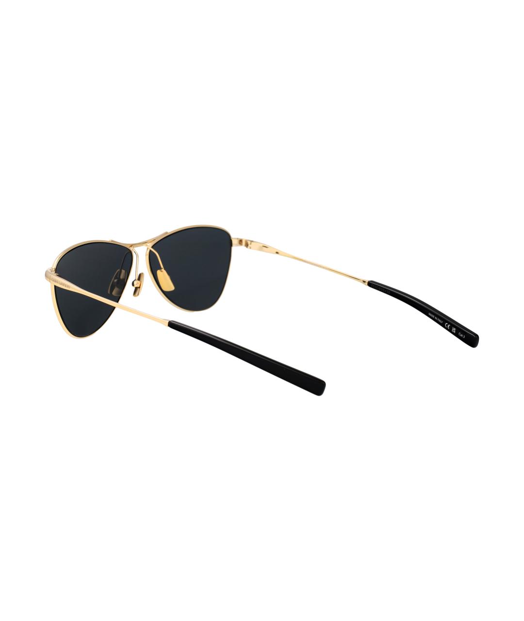 SAINT LAURENT Золотые металлические солнцезащитные очки, фото 4