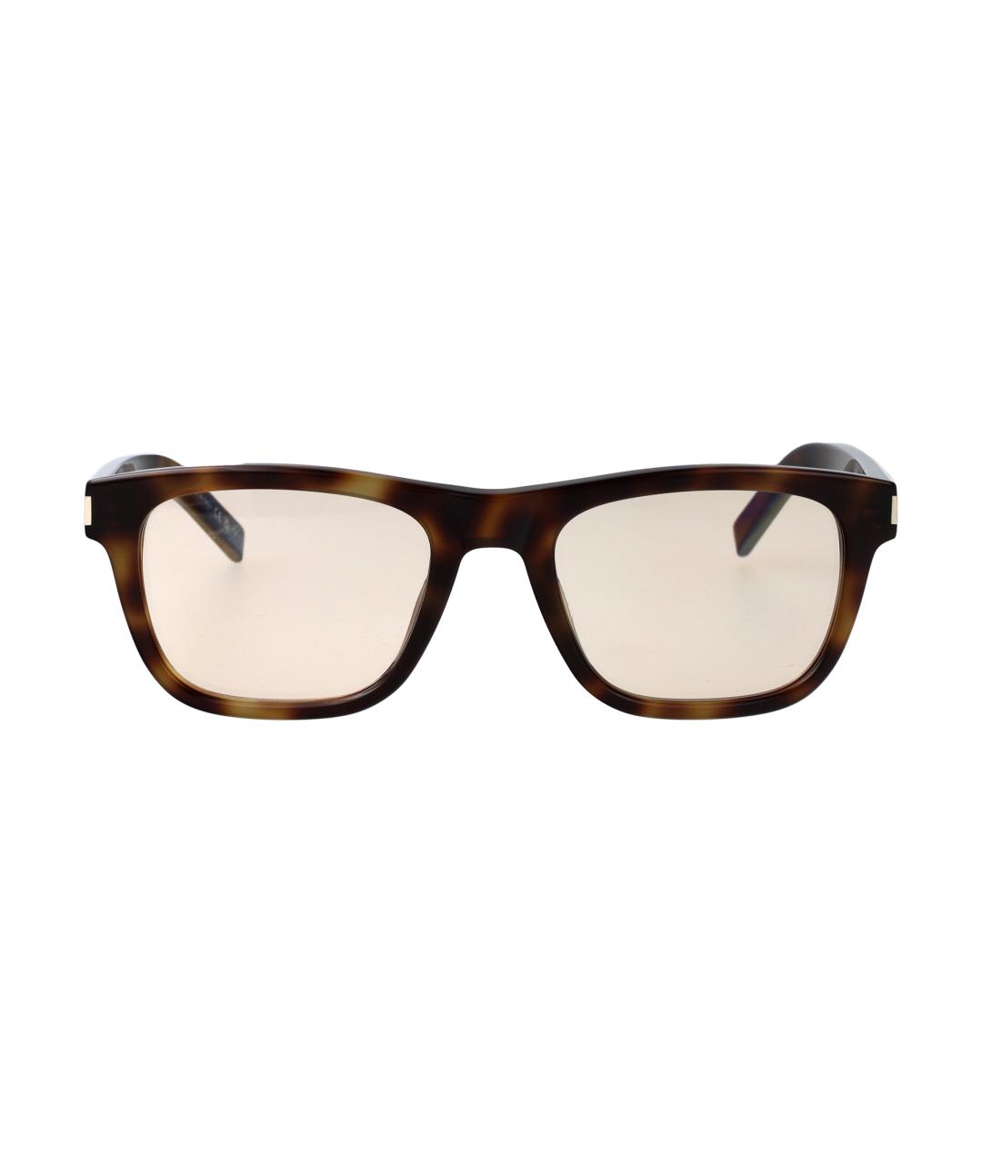 SAINT LAURENT Коричневые пластиковые солнцезащитные очки, фото 1