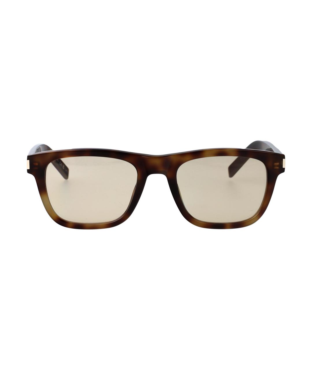 SAINT LAURENT Коричневые пластиковые солнцезащитные очки, фото 1