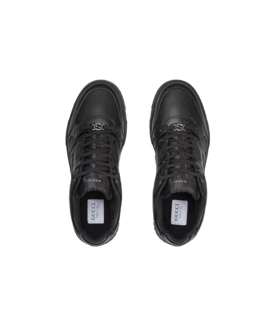 GUCCI Черные кожаные низкие кроссовки / кеды, фото 4