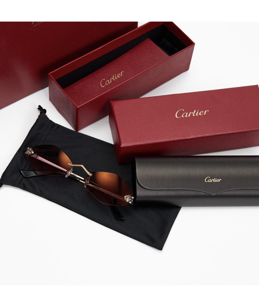 CARTIER Фиолетовые металлические солнцезащитные очки, фото 4
