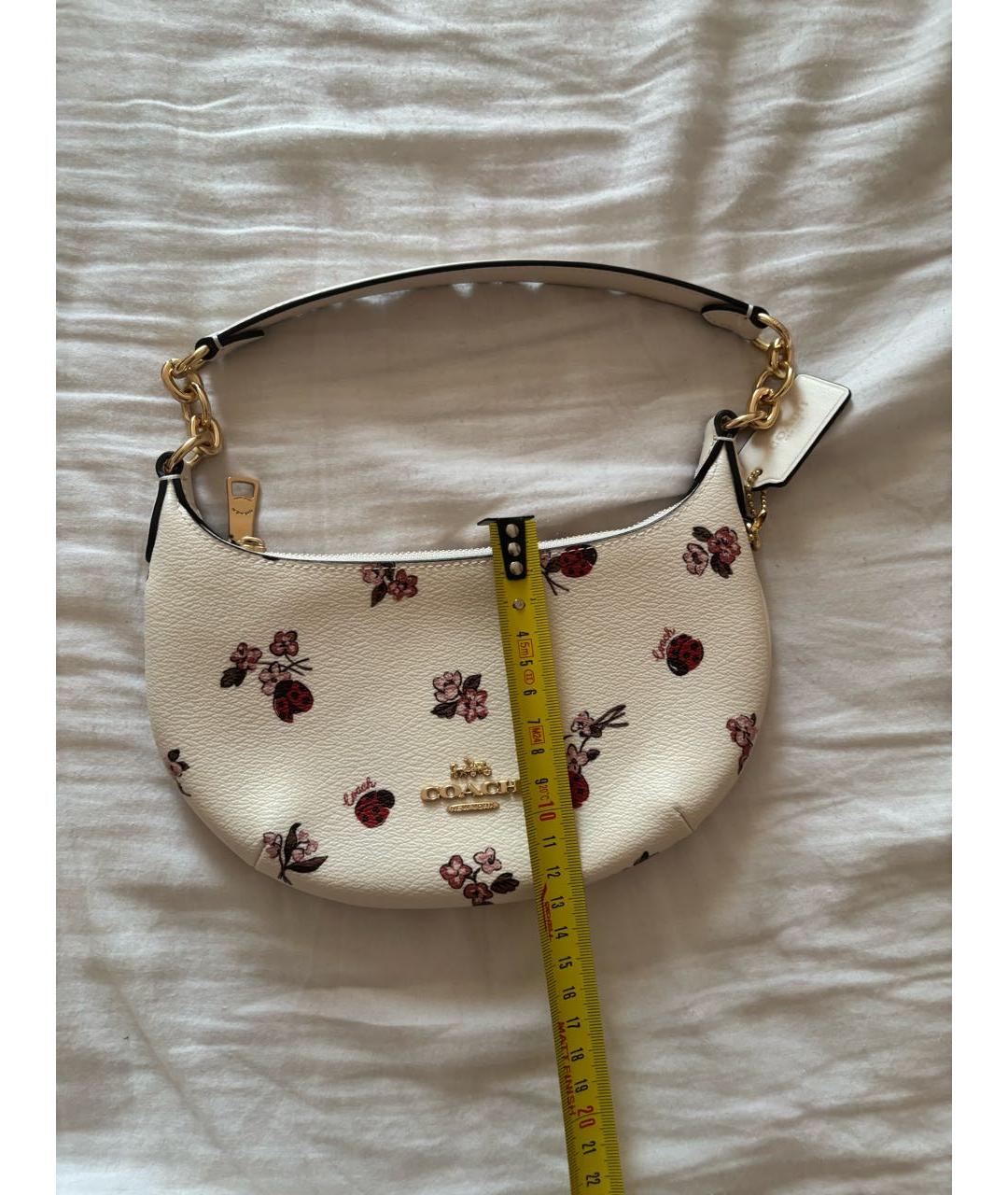COACH Белая кожаная сумка с короткими ручками, фото 4