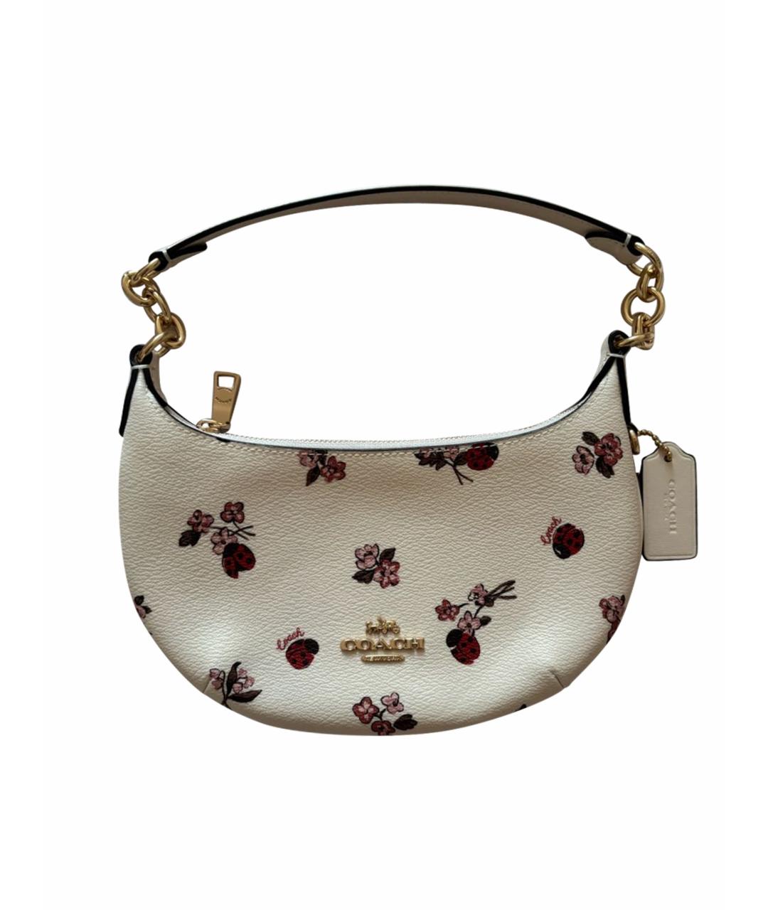 COACH Белая кожаная сумка с короткими ручками, фото 1