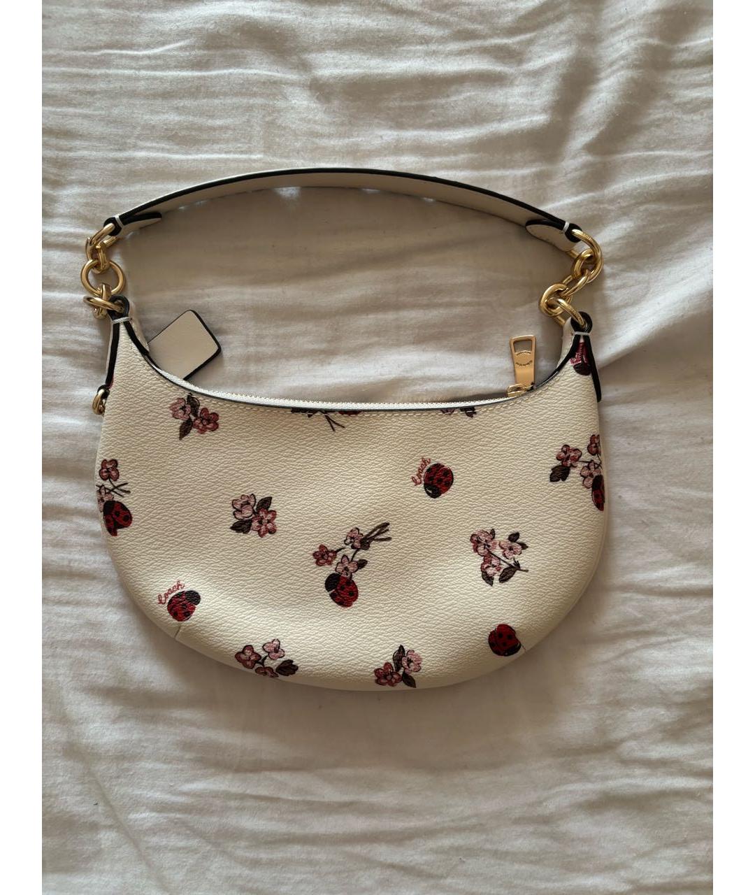 COACH Белая кожаная сумка с короткими ручками, фото 2