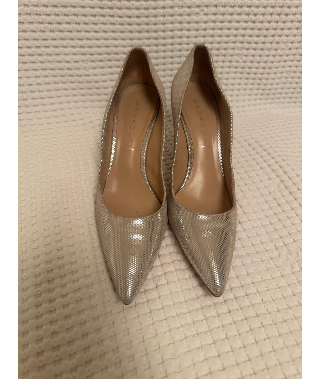 CASADEI Серебряные кожаные туфли, фото 3
