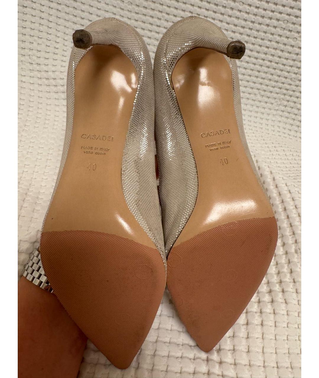 CASADEI Серебряные кожаные туфли, фото 6