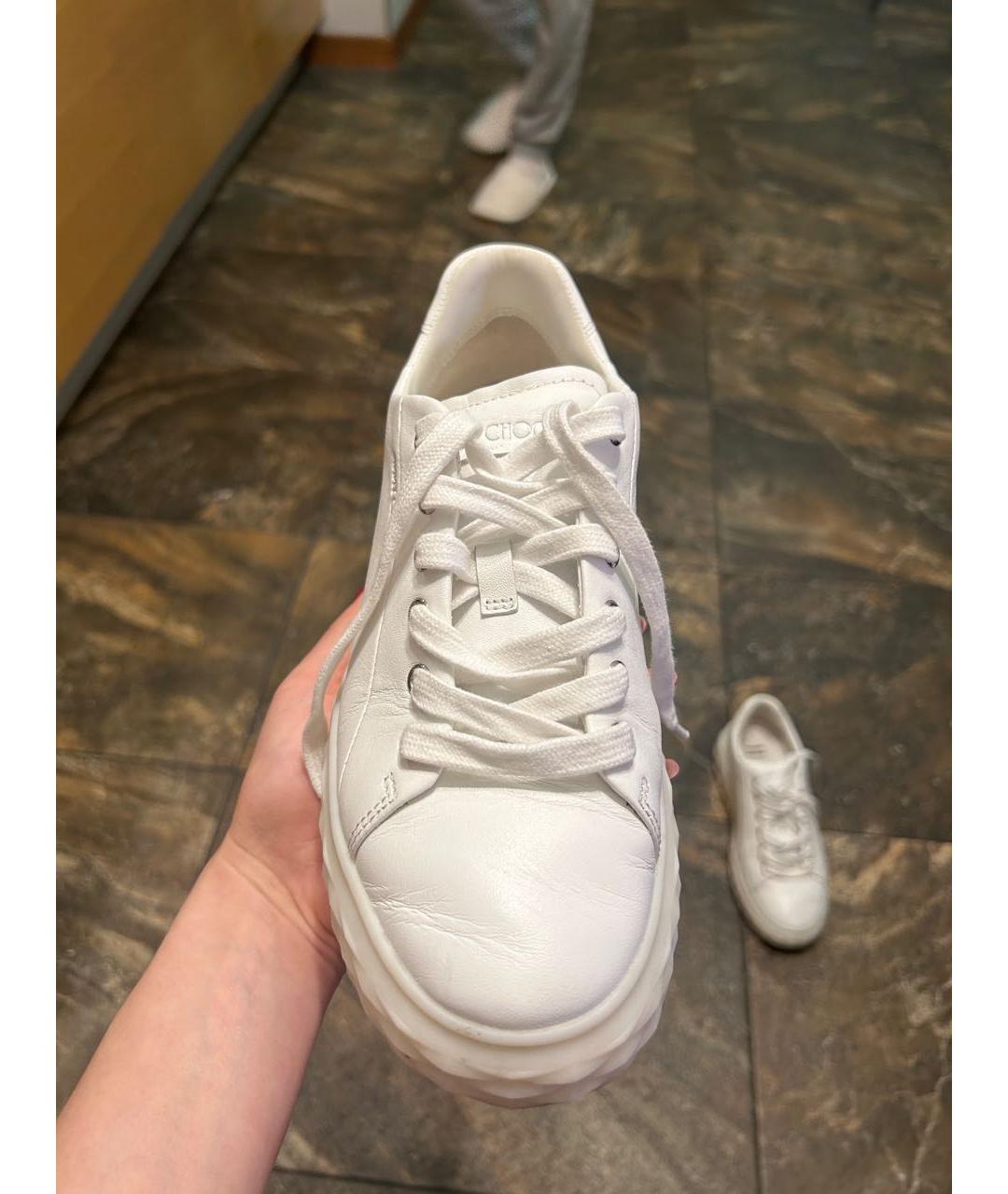 JIMMY CHOO Белые кожаные кеды, фото 3