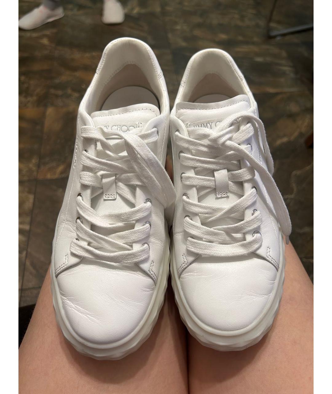 JIMMY CHOO Белые кожаные кеды, фото 2
