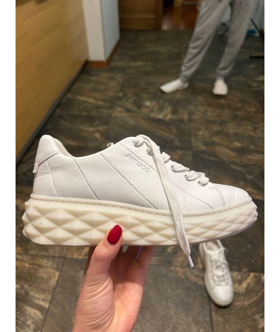 JIMMY CHOO Белые кожаные кеды, фото 6