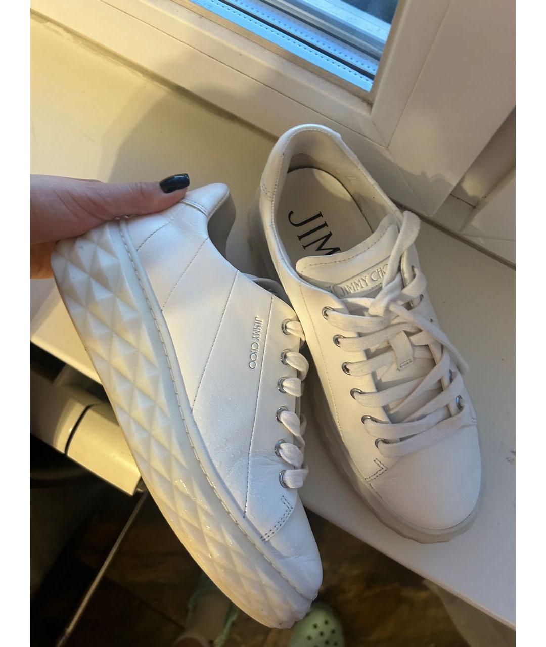JIMMY CHOO Белые кожаные кеды, фото 2