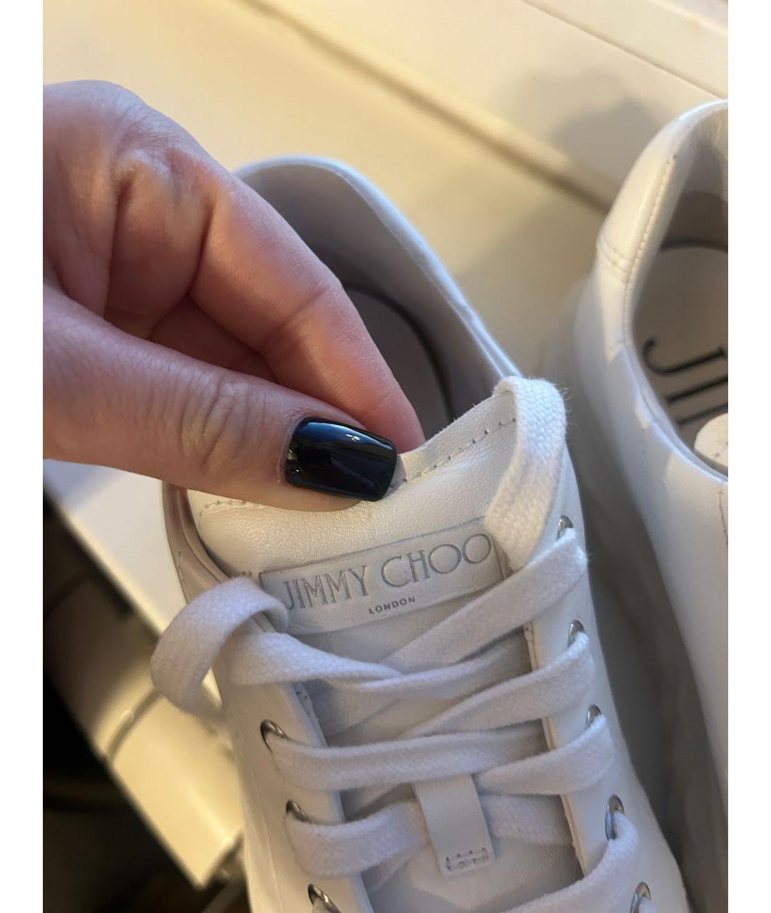 JIMMY CHOO Белые кожаные кеды, фото 3